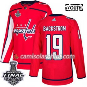 Camisola Washington Capitals Nicklas Backstrom 19 2018 Stanley Cup Final Patch Adidas Vermelho Authentic - Criança